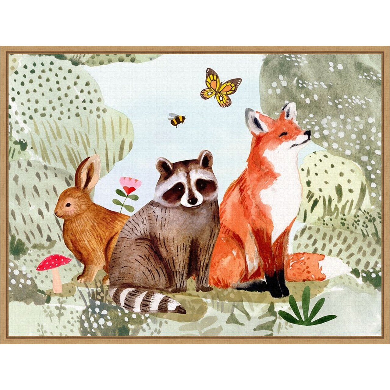 Fox Glen Collection A by Victoria Borges 24-in. W x 18-in. H. Canvas Wall Art Print Framed in Natural